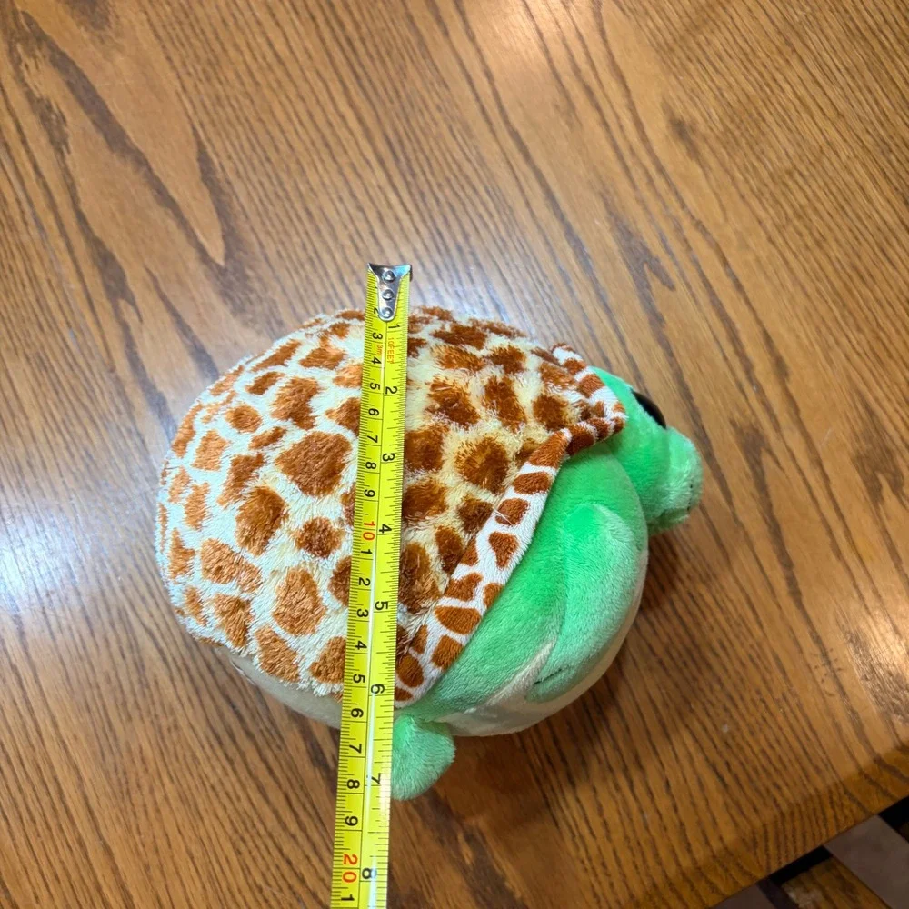 Ty Zoom Turtle Plush Beanie‎ Ballz Green Giraffe Print Shell Glitter Eyes 2013